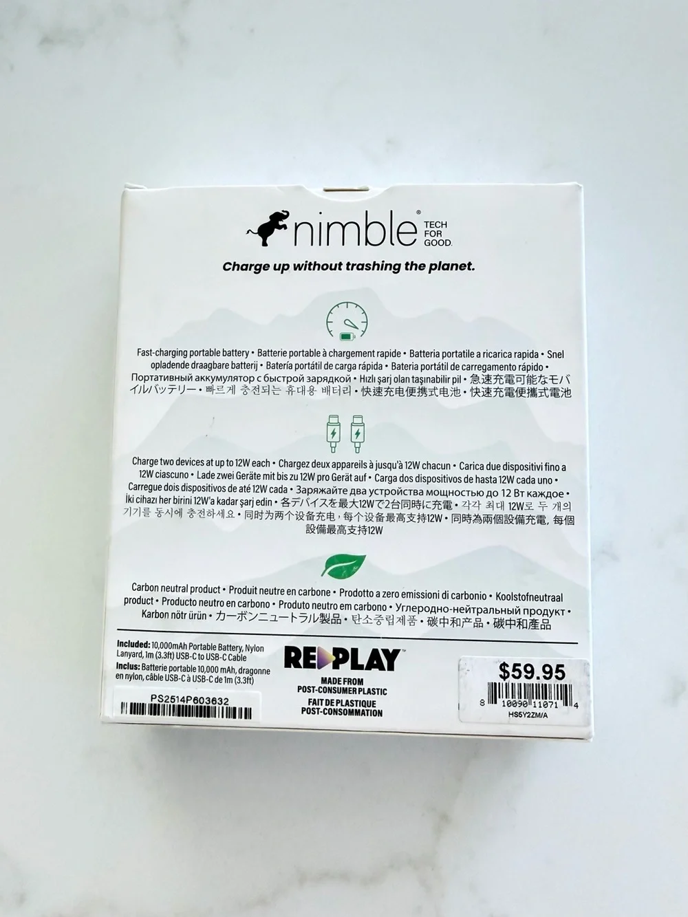 Nimble Champ 10,000mAh 20W USB-C PD Fast Charger Power Bank – New in box - Teal